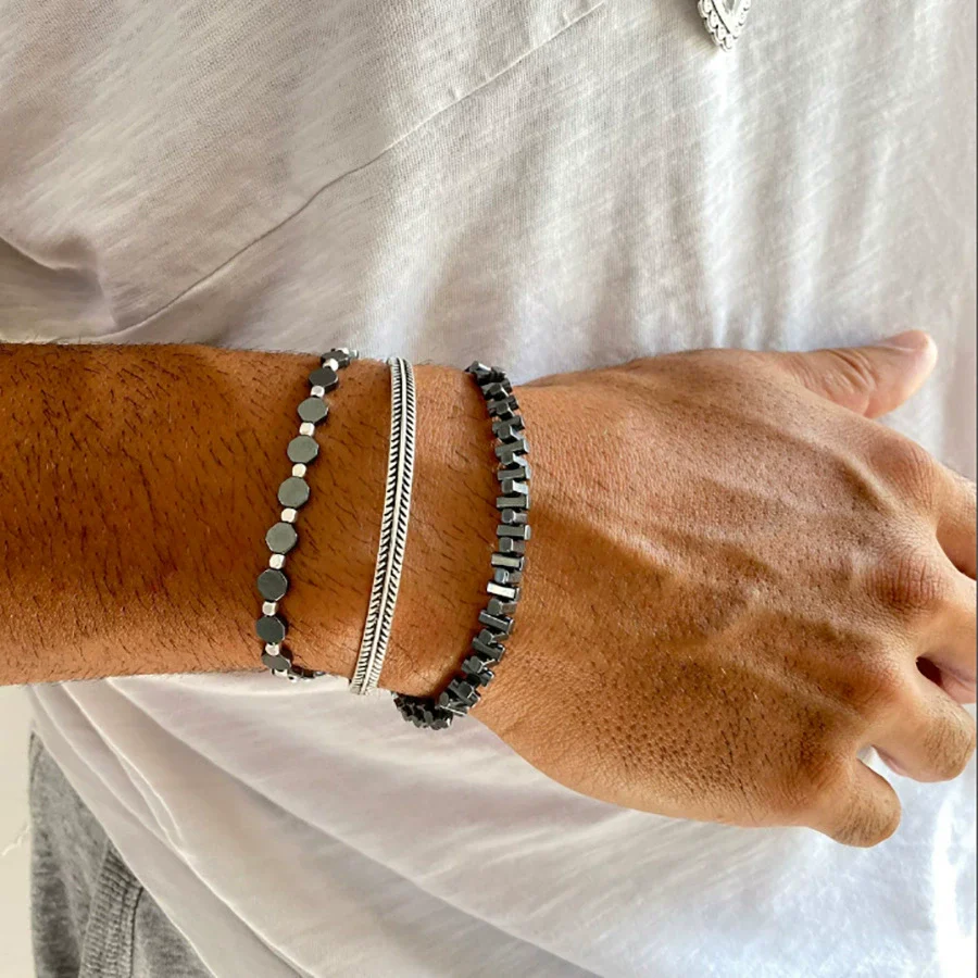 Wholesale Handmade Stainless Steel Bracelet With Black Onyx Tiger Eye Stone Black Gallstone Cross For Men - Image 48