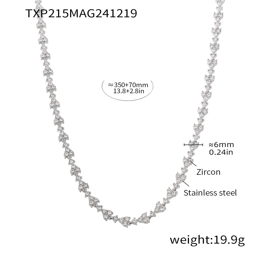 Wholesale Handmade Stainless Steel Zircon Inlaid Light Luxury Clavicle Necklace And Bracelet Electroplated - Image 6