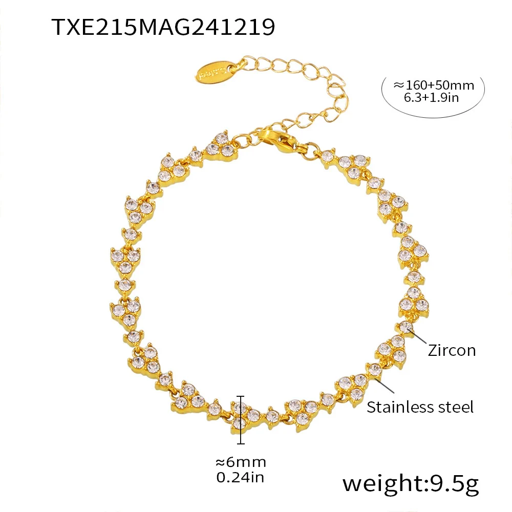 Wholesale Handmade Stainless Steel Zircon Inlaid Light Luxury Clavicle Necklace And Bracelet Electroplated - Image 9
