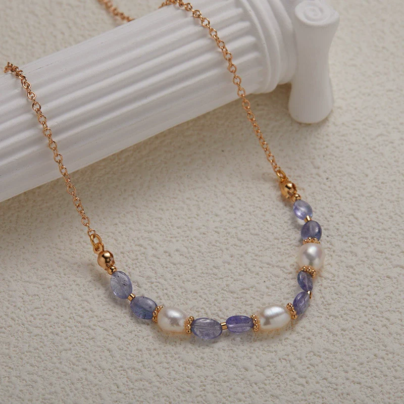 Wholesale Handmade Women's Bracelet S925 Sterling Silver Natural Tanzanite Pearl Geometric Design - Image 4