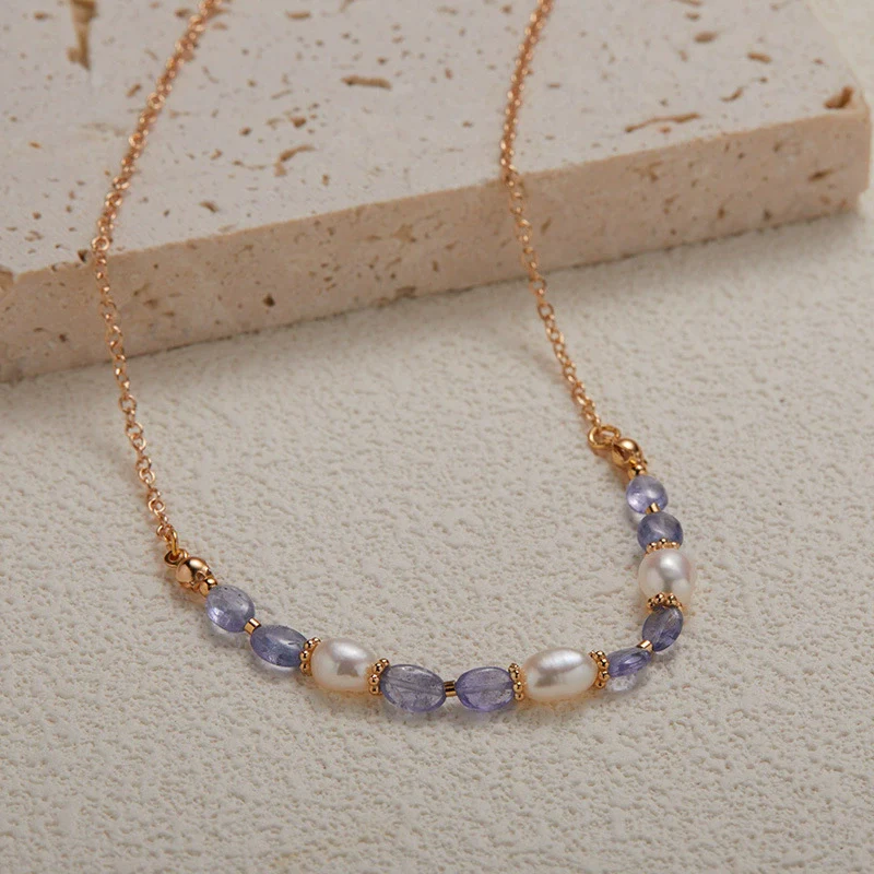 Wholesale Handmade Women's Bracelet S925 Sterling Silver Natural Tanzanite Pearl Geometric Design - Image 6