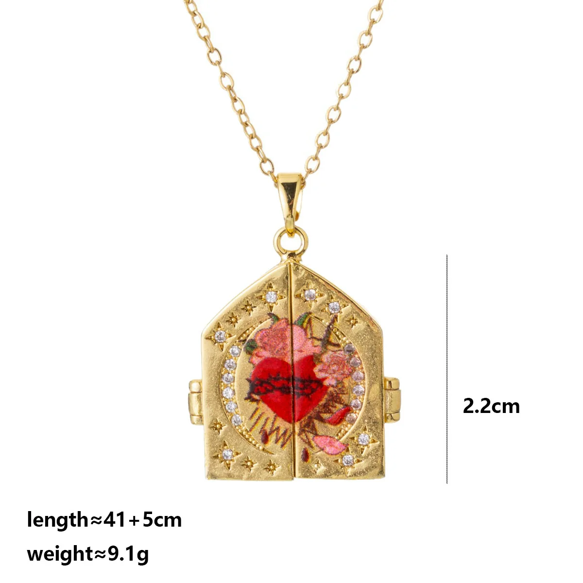 Wholesale Handpainted Handbeaded Electroplated Copper And Stainless Steel Heart Geometric Pendant Necklace For Women - Image 5