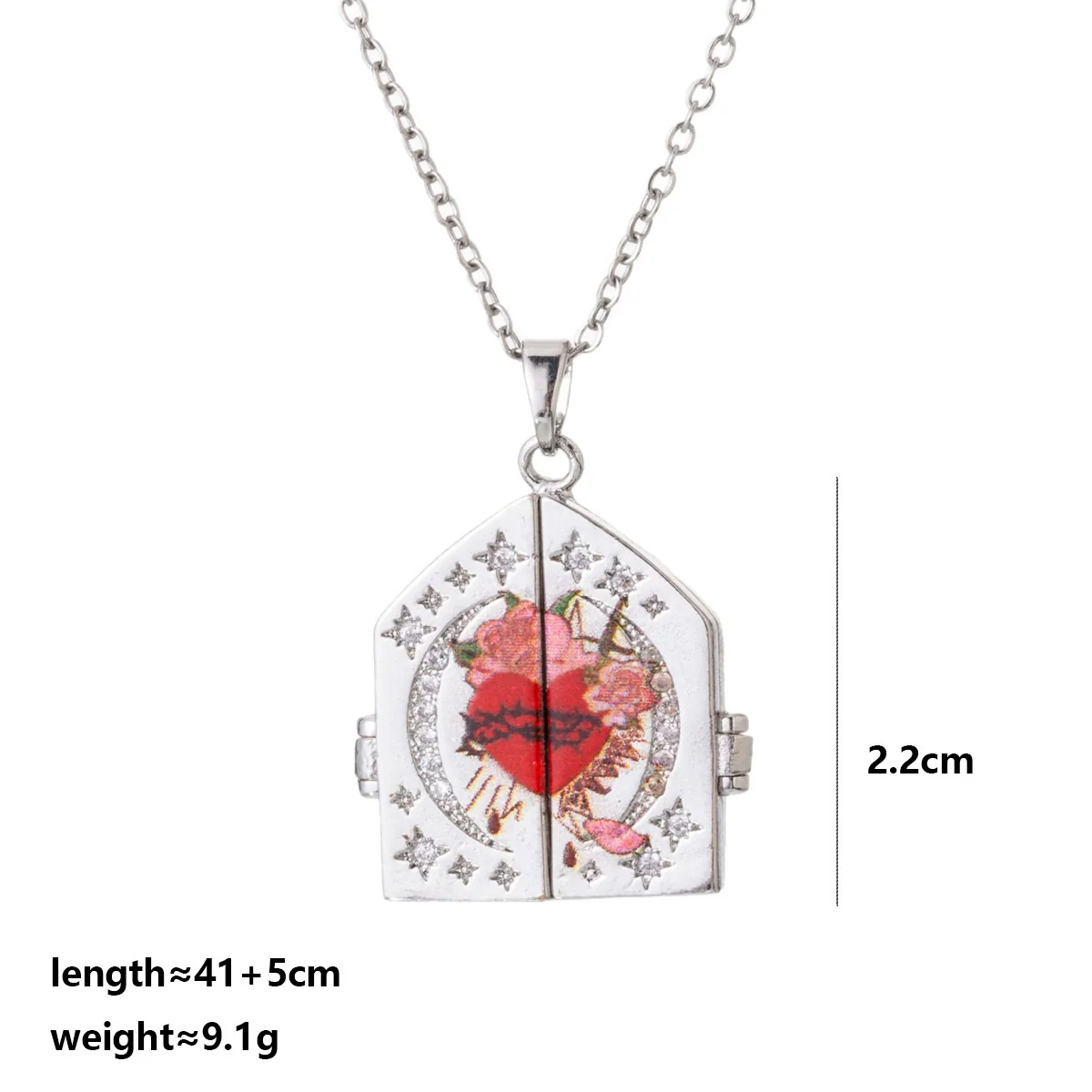 Wholesale Handpainted Handbeaded Electroplated Copper And Stainless Steel Heart Geometric Pendant Necklace For Women - Image 6
