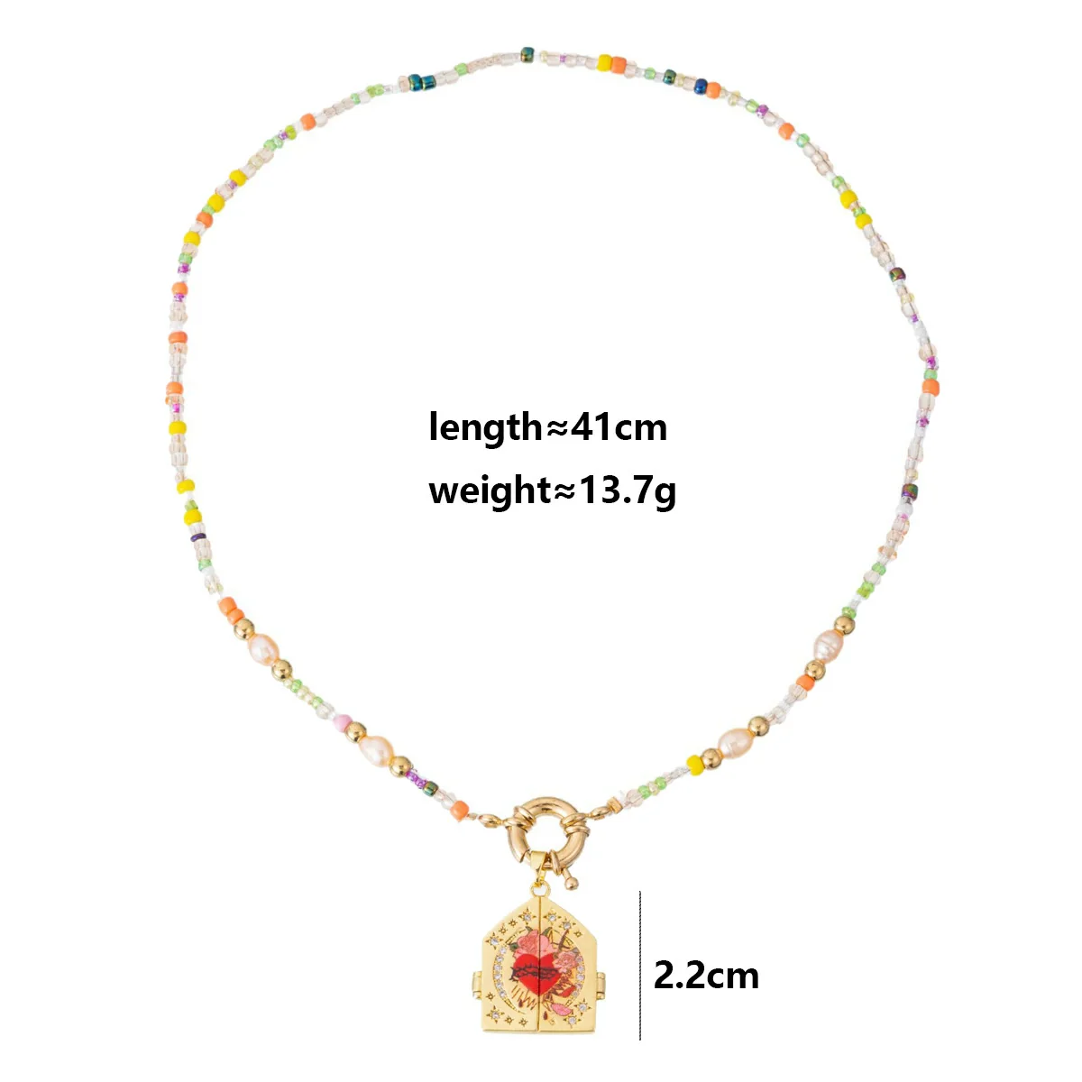 Wholesale Handpainted Handbeaded Electroplated Copper And Stainless Steel Heart Geometric Pendant Necklace For Women - Image 7