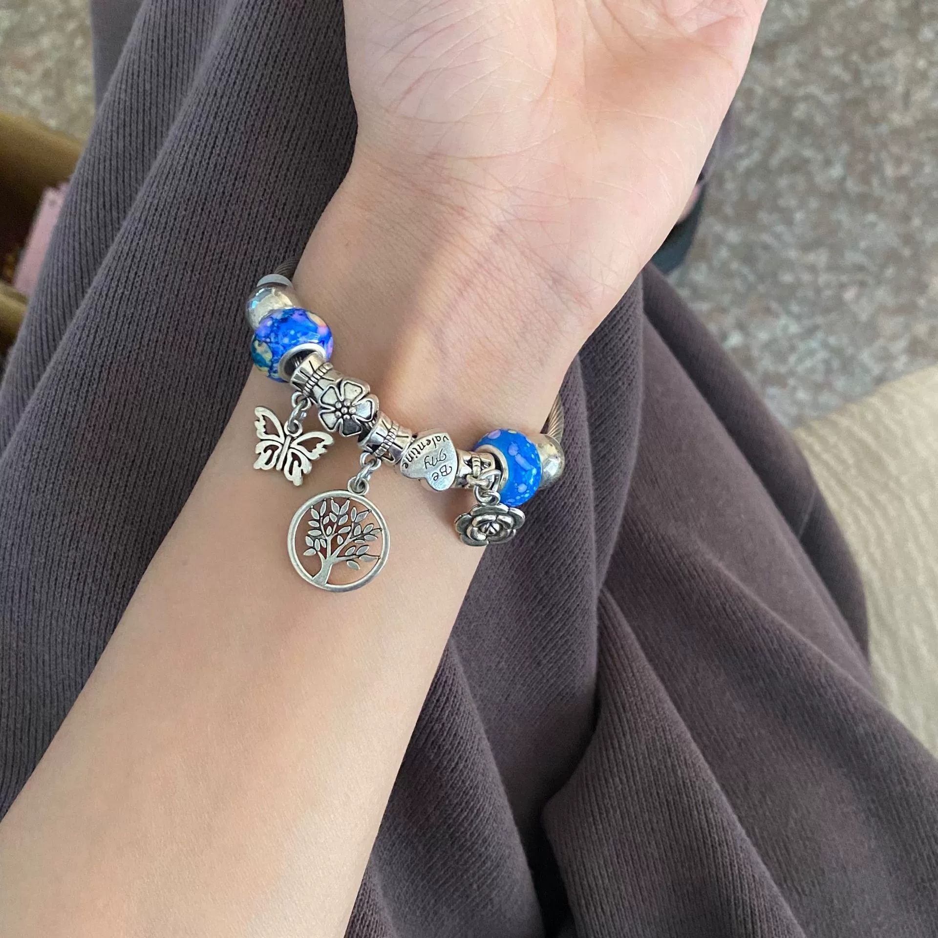 Wholesale Handpainted Stainless Steel Tree Of Life Beaded Open Bracelet Electroplated Jewelry For Women - Image 2