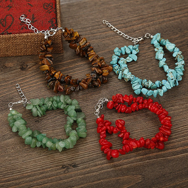 Wholesale Handworn Natural Crystal Agate Amethyst Double Bracelet Handmade Geometric Style - Image 2
