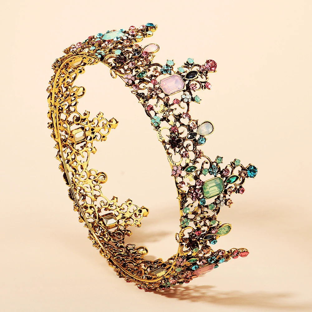 Wholesale Headwear Baroque Diamond Metal Crown Electroplated For Women