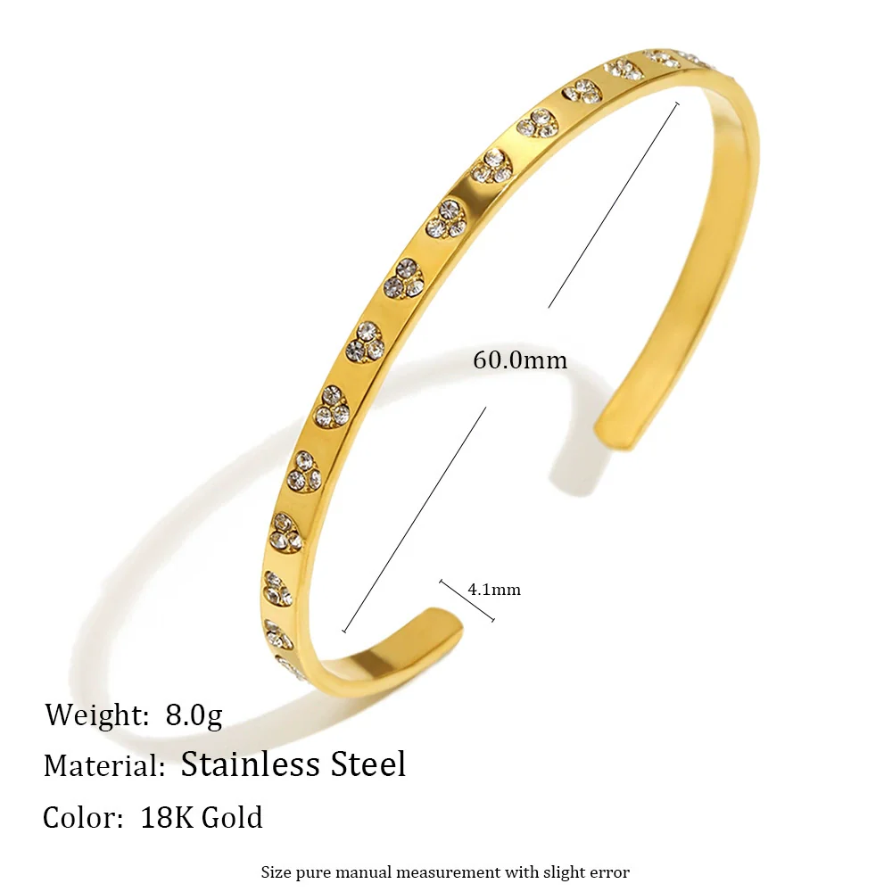 Wholesale Heart Cutout Stainless Steel Electroplated 18K Gold Simple Zircon Line Bracelet Fashion Geometric Hand Ornament - Image 7