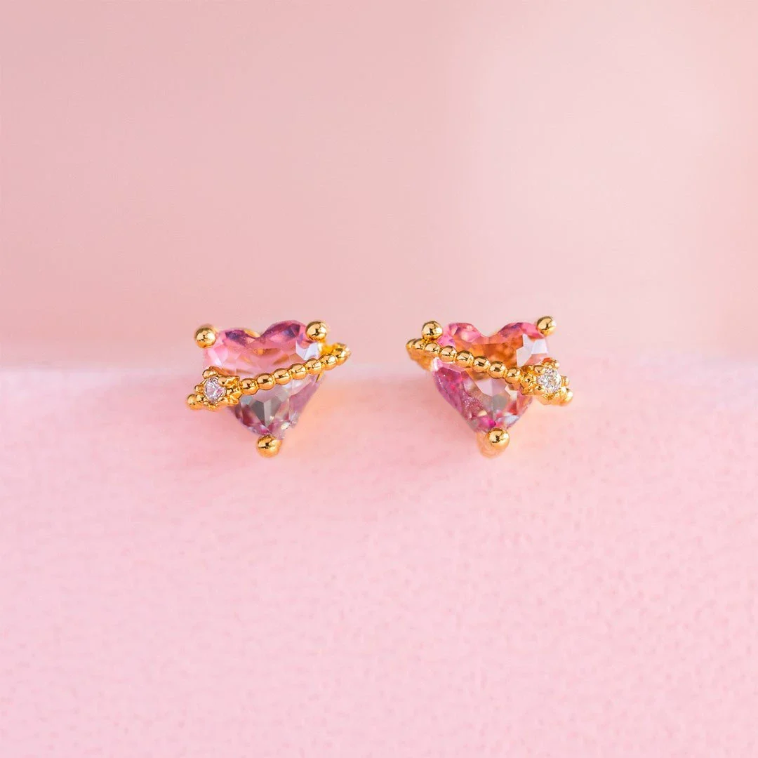 Wholesale Heart Earrings Brass Plated Gold Color With Zircon For Women - Image 2
