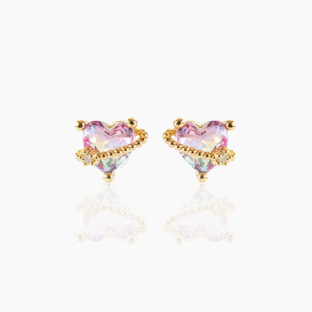 Wholesale Heart Earrings Brass Plated Gold Color With Zircon For Women - Image 6