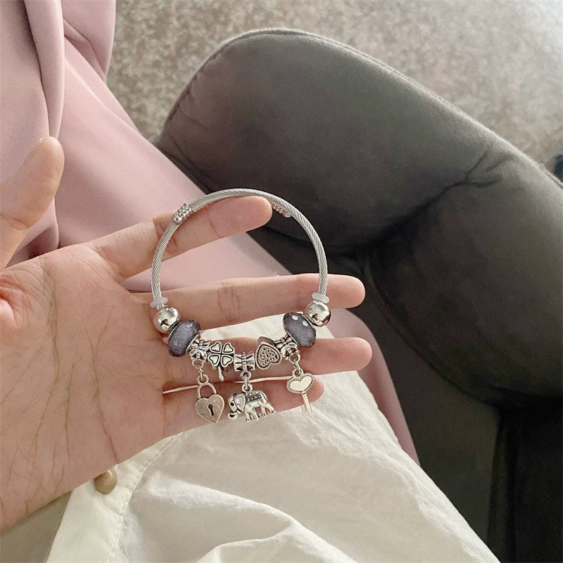 Wholesale Heart Elephant Stainless Steel Electroplated Bracelet - Image 8