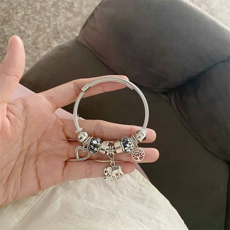 Wholesale Heart Elephant Stainless Steel Electroplated Bracelet - Image 9