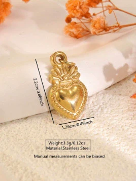 Wholesale Heart Shape Stainless Steel Electroplated Necklace Pendant Accessories Retro Fashion Diy - Image 13