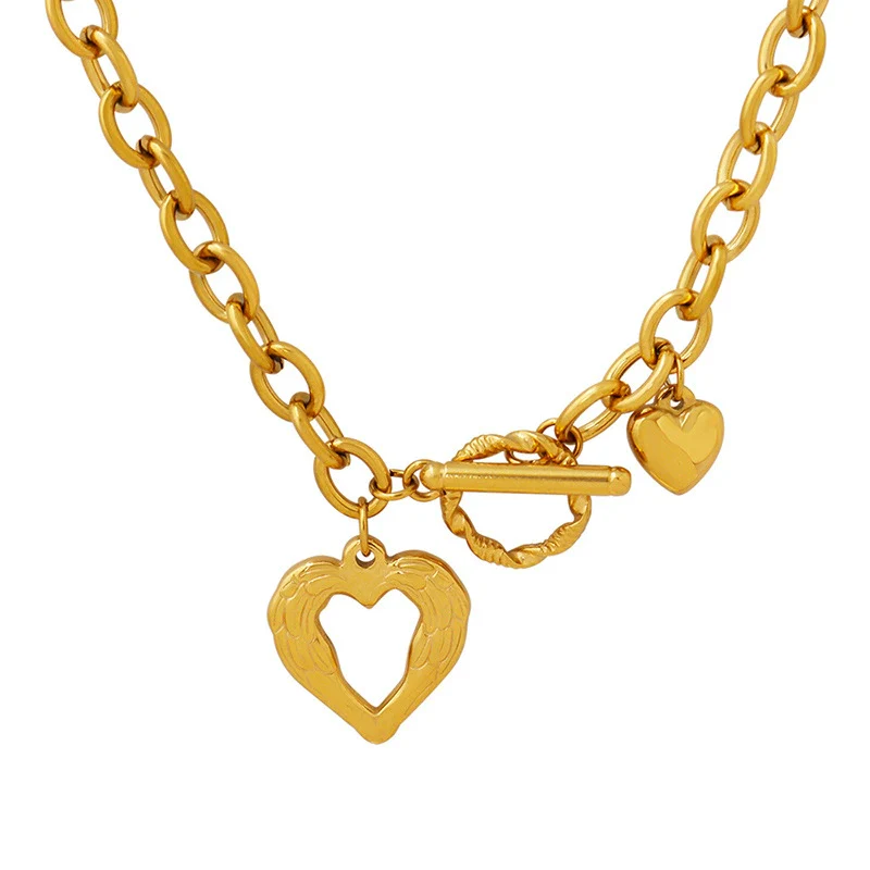 Wholesale Heart Style 316L Stainless Steel Women's Clavicle Necklace With Electroplating And Ot Buckle - Image 5