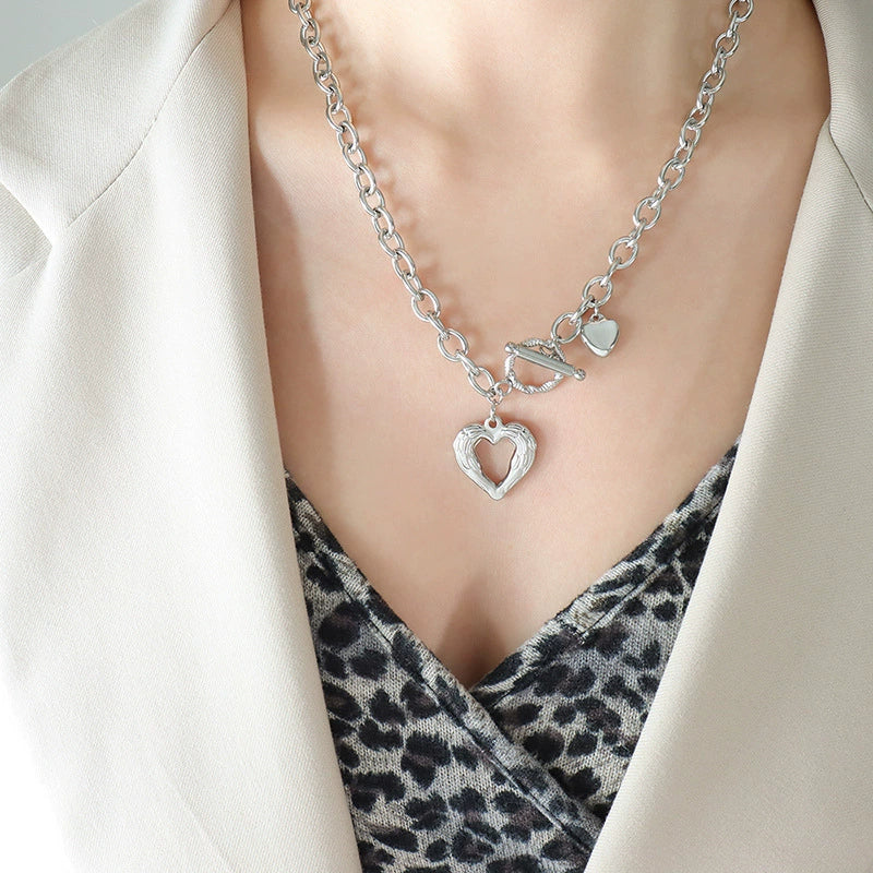 Wholesale Heart Style 316L Stainless Steel Women's Clavicle Necklace With Electroplating And Ot Buckle - Image 7