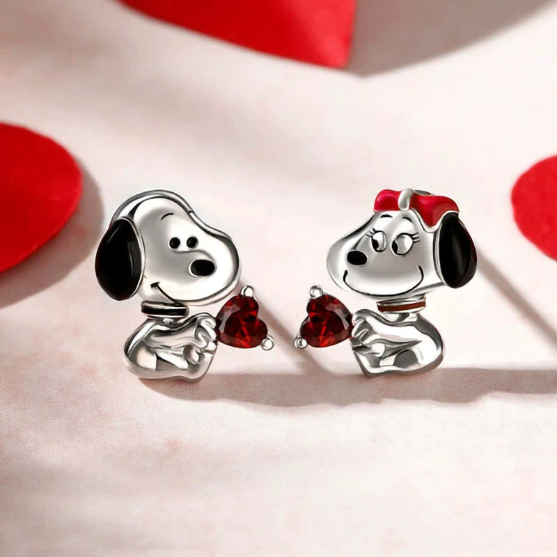 Wholesale Heartshaped Animal Zodiac Zircon Copper Earrings For Women In Creamy Sweet Girl Style - Image 2