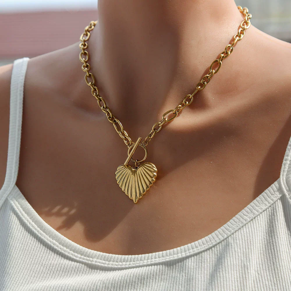 Wholesale Heartshaped Electroplated Stainless Steel Pendant Necklace For Women