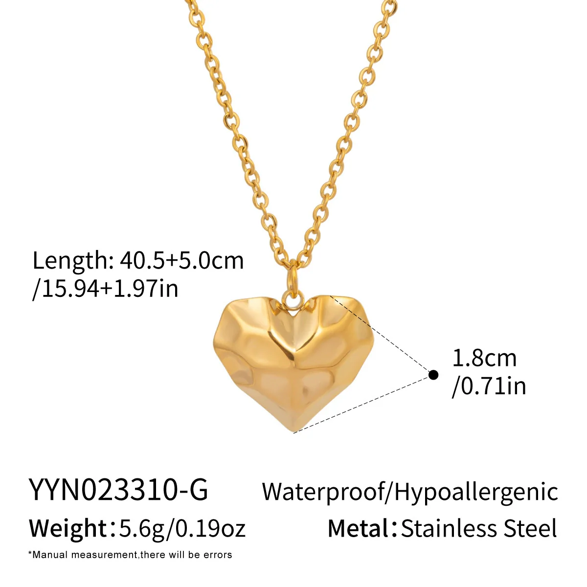 Wholesale Heartshaped Pendant Necklace For Women Stainless Steel 18K Real Gold Plated With Pvd Furnace Vacuum Real Gold Plating - Image 10