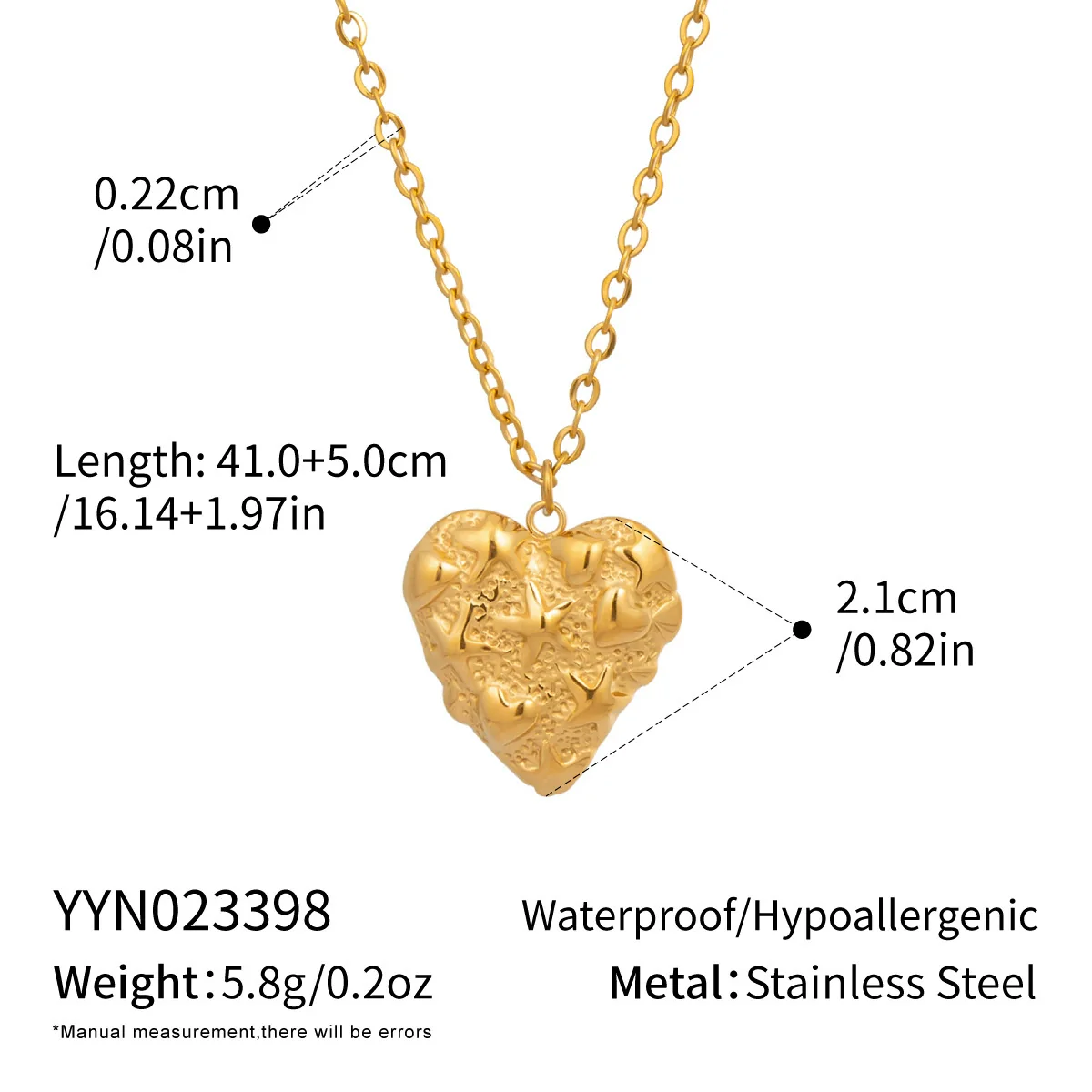 Wholesale Heartshaped Pendant Necklace For Women Stainless Steel 18K Real Gold Plated With Pvd Furnace Vacuum Real Gold Plating - Image 12