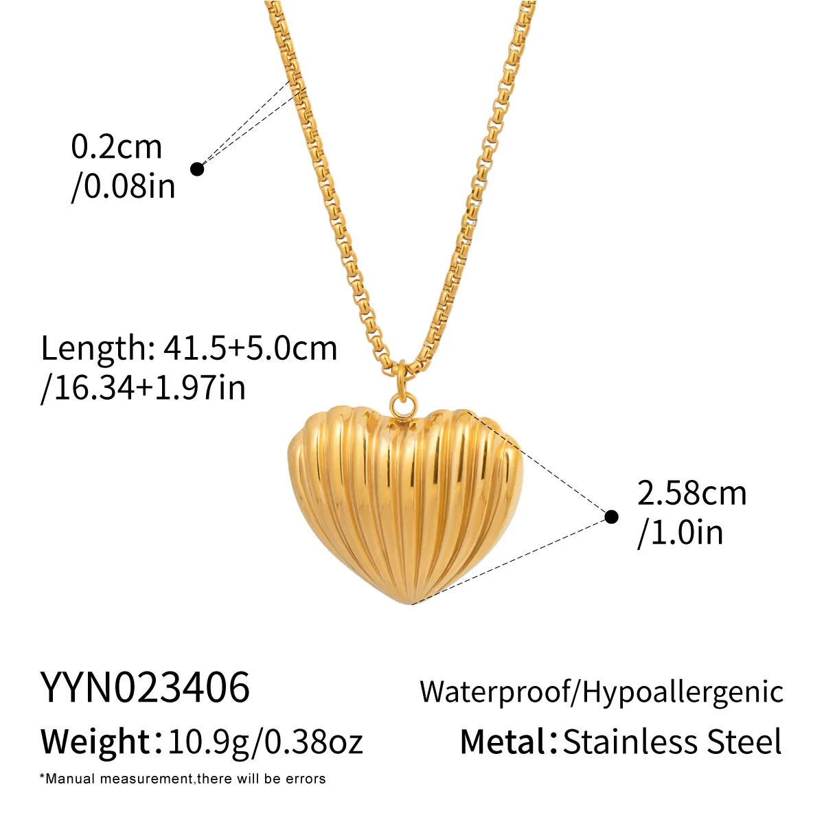 Wholesale Heartshaped Pendant Necklace For Women Stainless Steel 18K Real Gold Plated With Pvd Furnace Vacuum Real Gold Plating - Image 13