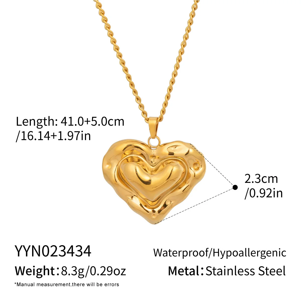 Wholesale Heartshaped Pendant Necklace For Women Stainless Steel 18K Real Gold Plated With Pvd Furnace Vacuum Real Gold Plating - Image 14