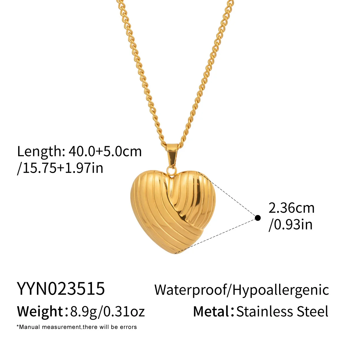 Wholesale Heartshaped Pendant Necklace For Women Stainless Steel 18K Real Gold Plated With Pvd Furnace Vacuum Real Gold Plating - Image 16