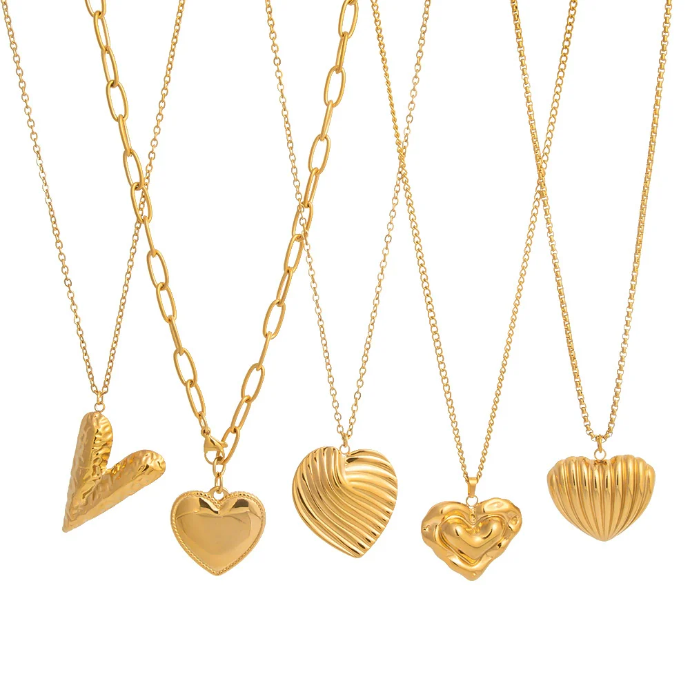 Wholesale Heartshaped Pendant Necklace For Women Stainless Steel 18K Real Gold Plated With Pvd Furnace Vacuum Real Gold Plating - Image 5