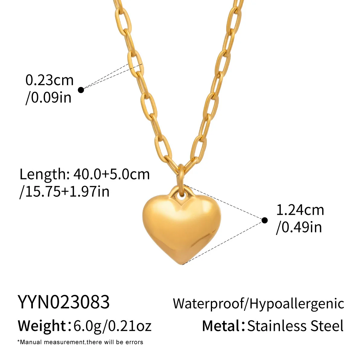 Wholesale Heartshaped Pendant Necklace For Women Stainless Steel 18K Real Gold Plated With Pvd Furnace Vacuum Real Gold Plating - Image 6