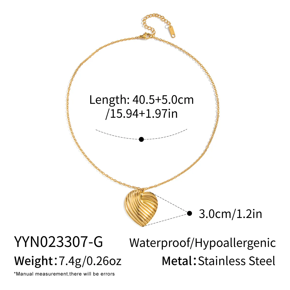 Wholesale Heartshaped Pendant Necklace For Women Stainless Steel 18K Real Gold Plated With Pvd Furnace Vacuum Real Gold Plating - Image 8