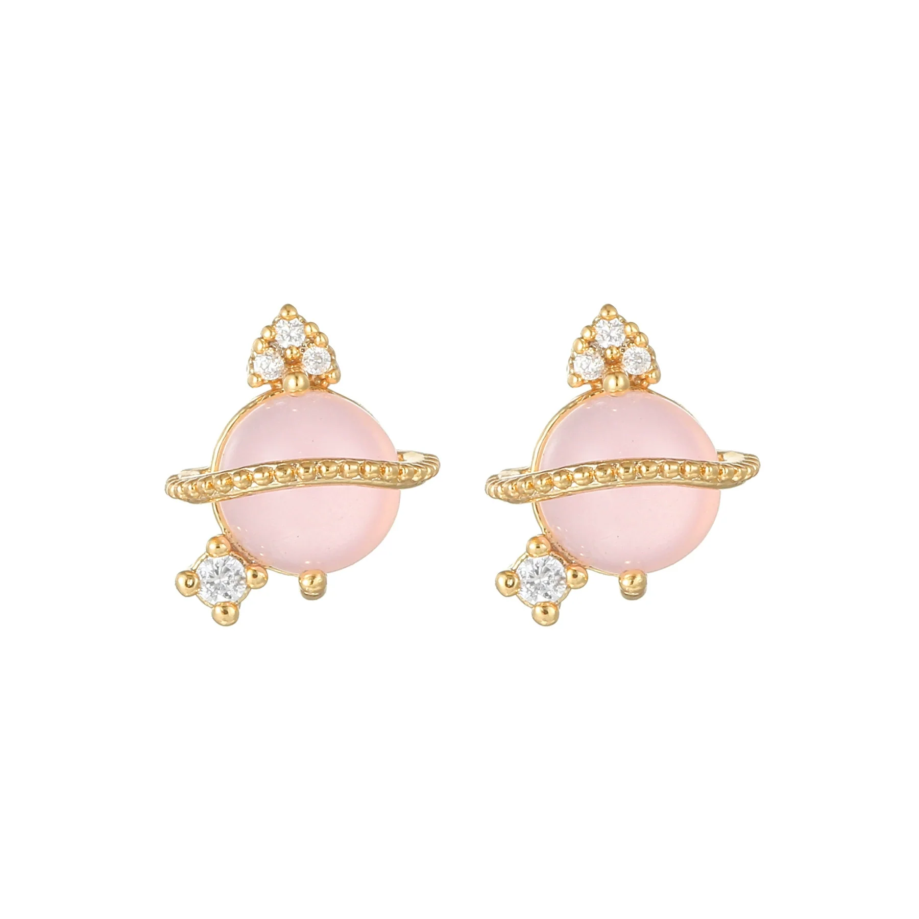 Wholesale Heartshaped Pink Zircon Earrings Brass 925 Silver Needle Electroplated Cute Jewelry - Image 11