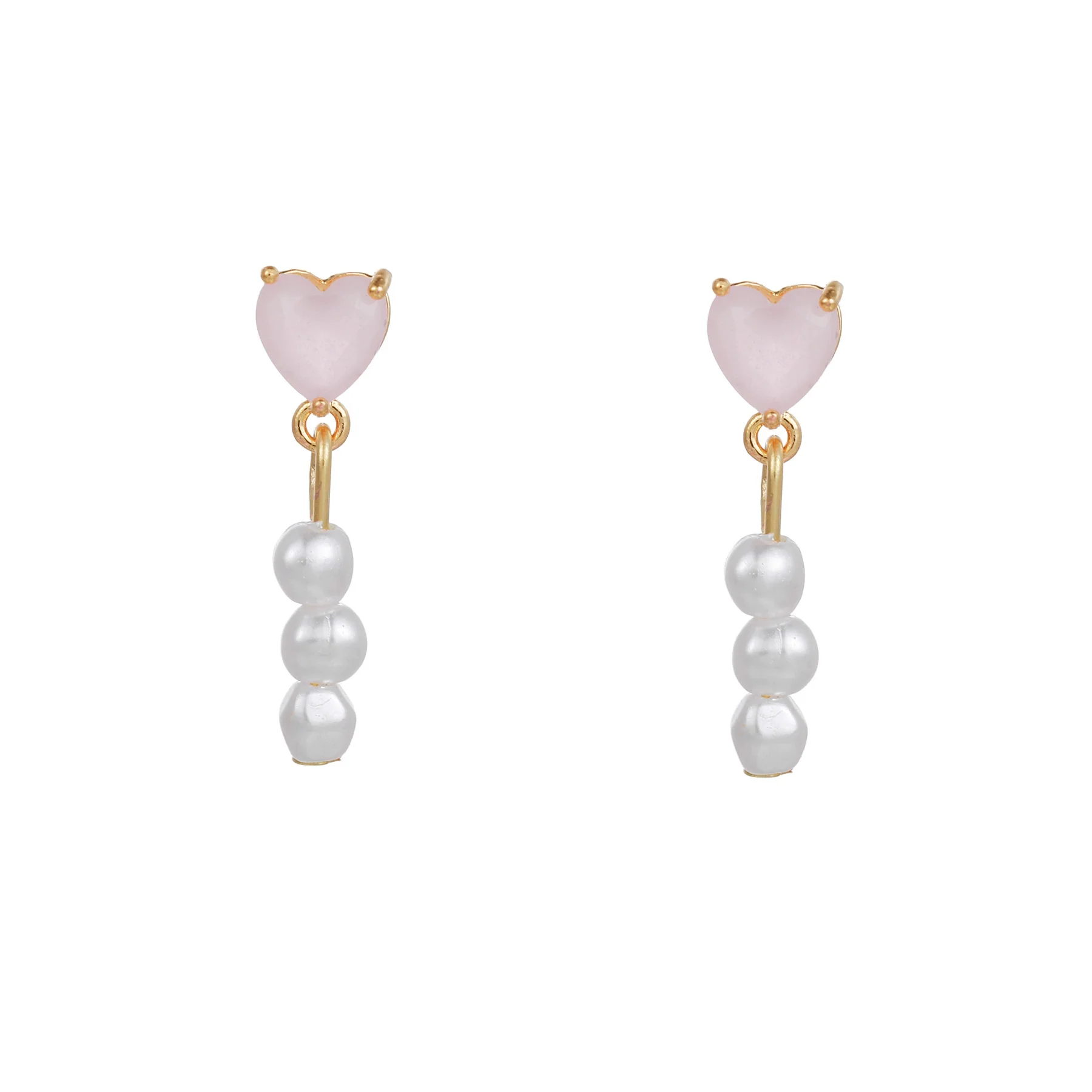Wholesale Heartshaped Pink Zircon Earrings Brass 925 Silver Needle Electroplated Cute Jewelry - Image 14