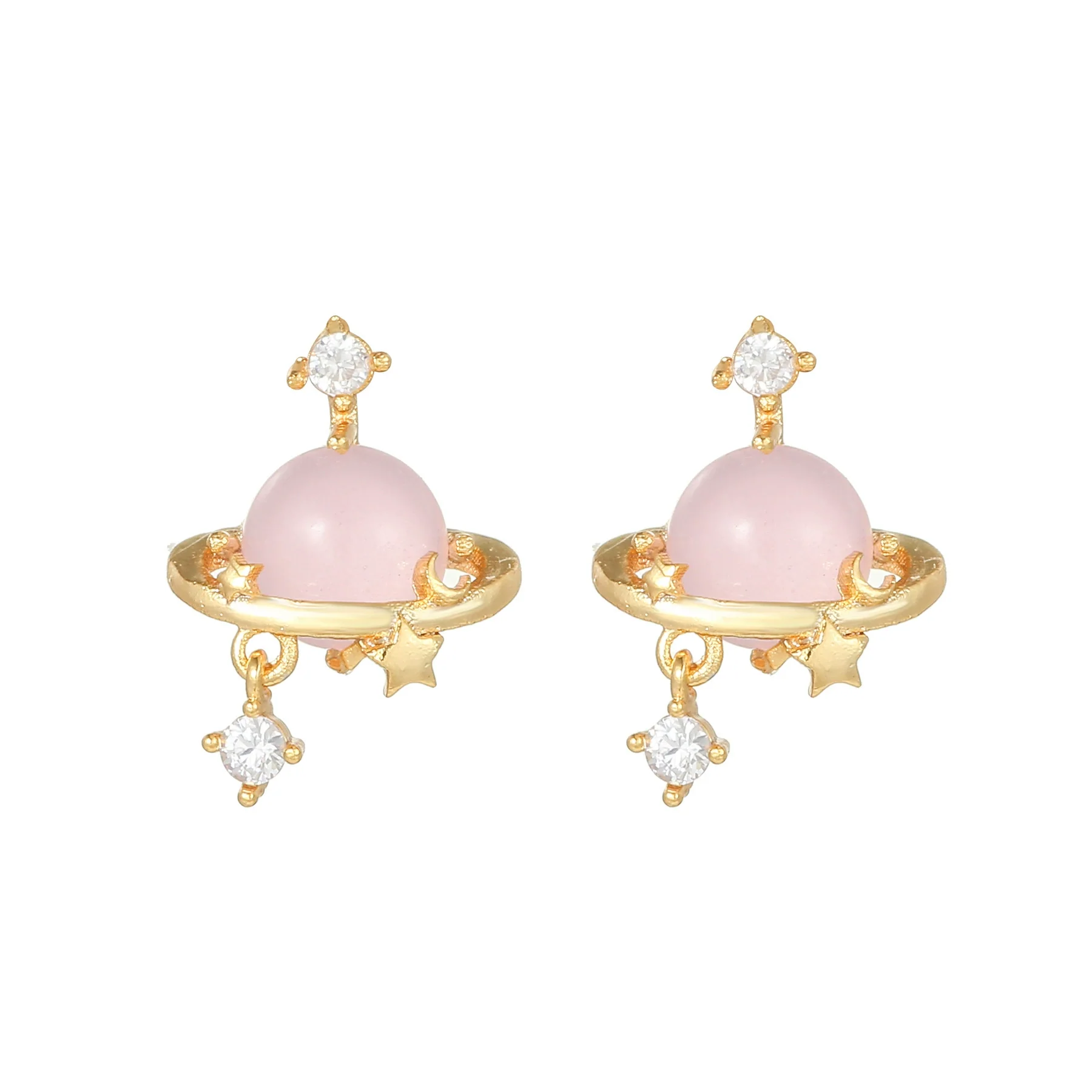 Wholesale Heartshaped Pink Zircon Earrings Brass 925 Silver Needle Electroplated Cute Jewelry - Image 15
