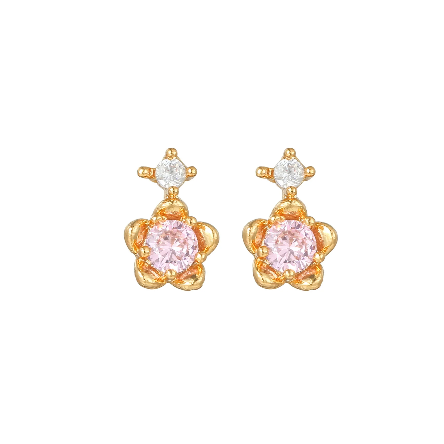 Wholesale Heartshaped Pink Zircon Earrings Brass 925 Silver Needle Electroplated Cute Jewelry - Image 18