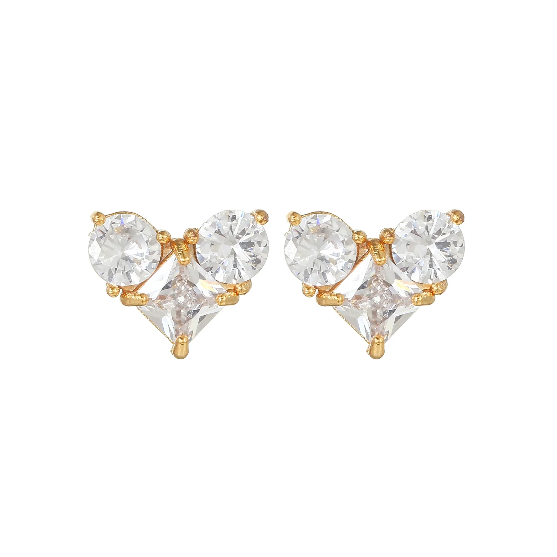 Wholesale Heartshaped Pink Zircon Earrings Brass 925 Silver Needle Electroplated Cute Jewelry - Image 8