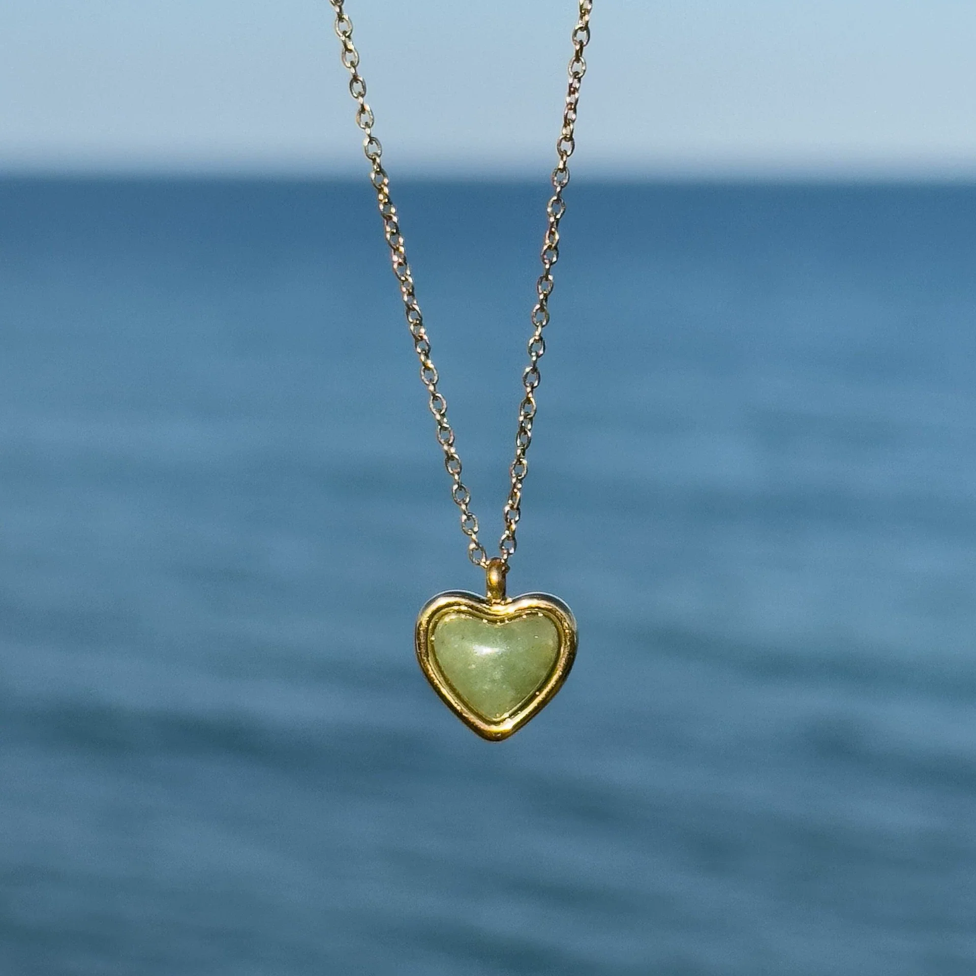 Wholesale Heartshaped Red Agate Pendant Necklace And Earrings In Titanium Steel Electroplated 18K Gold - Image 3