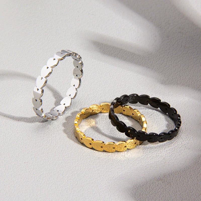 Wholesale Heartshaped Titanium Steel Women's Ring With Electroplating - Image 2