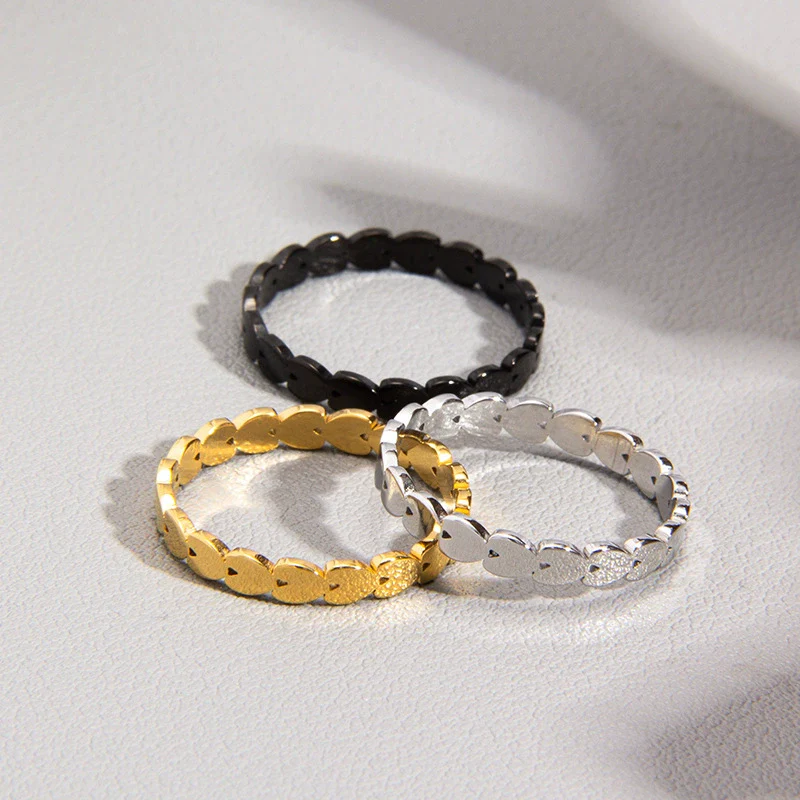 Wholesale Heartshaped Titanium Steel Women's Ring With Electroplating - Image 4