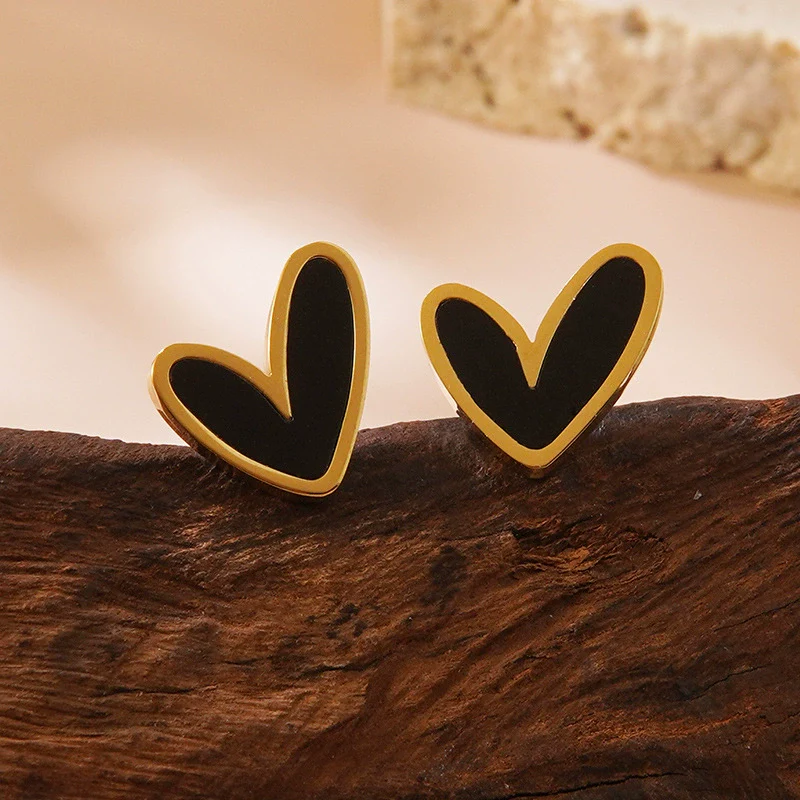Wholesale Highend Electroplated Stainless Steel Heart Earrings For Women - Image 3