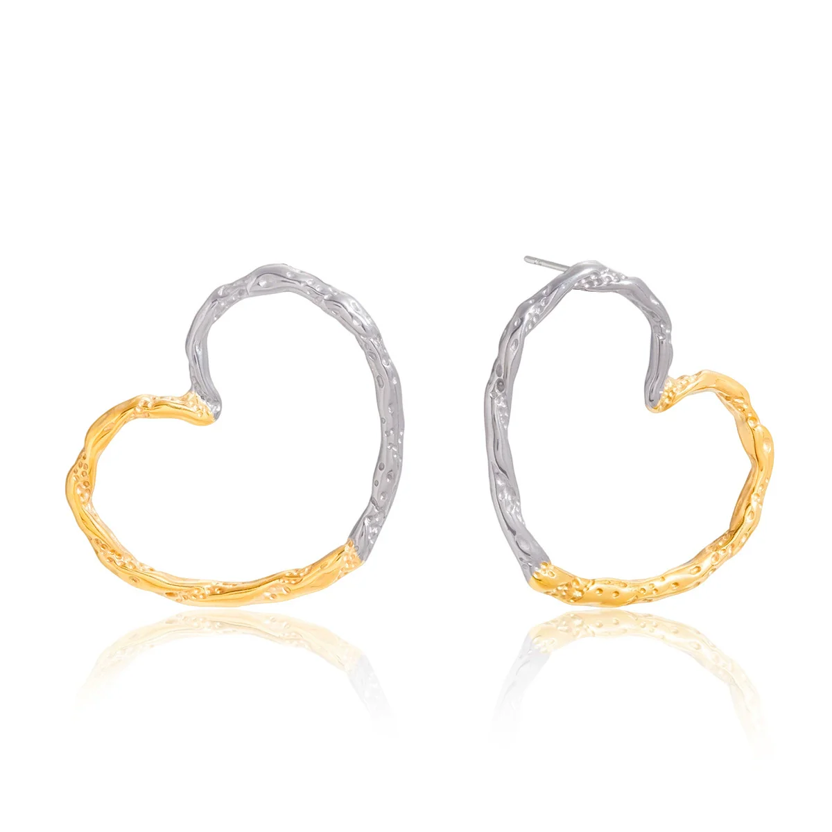 Wholesale Highend Electroplated Stainless Steel Heart Shape Geometric Earrings For Women - Image 5