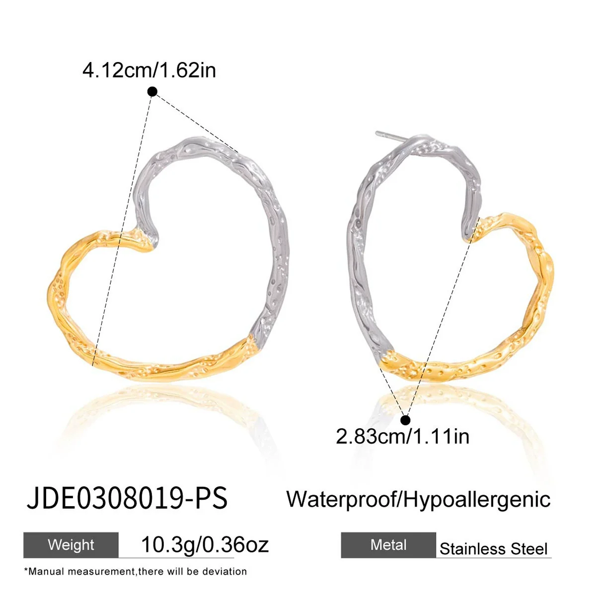 Wholesale Highend Electroplated Stainless Steel Heart Shape Geometric Earrings For Women - Image 6