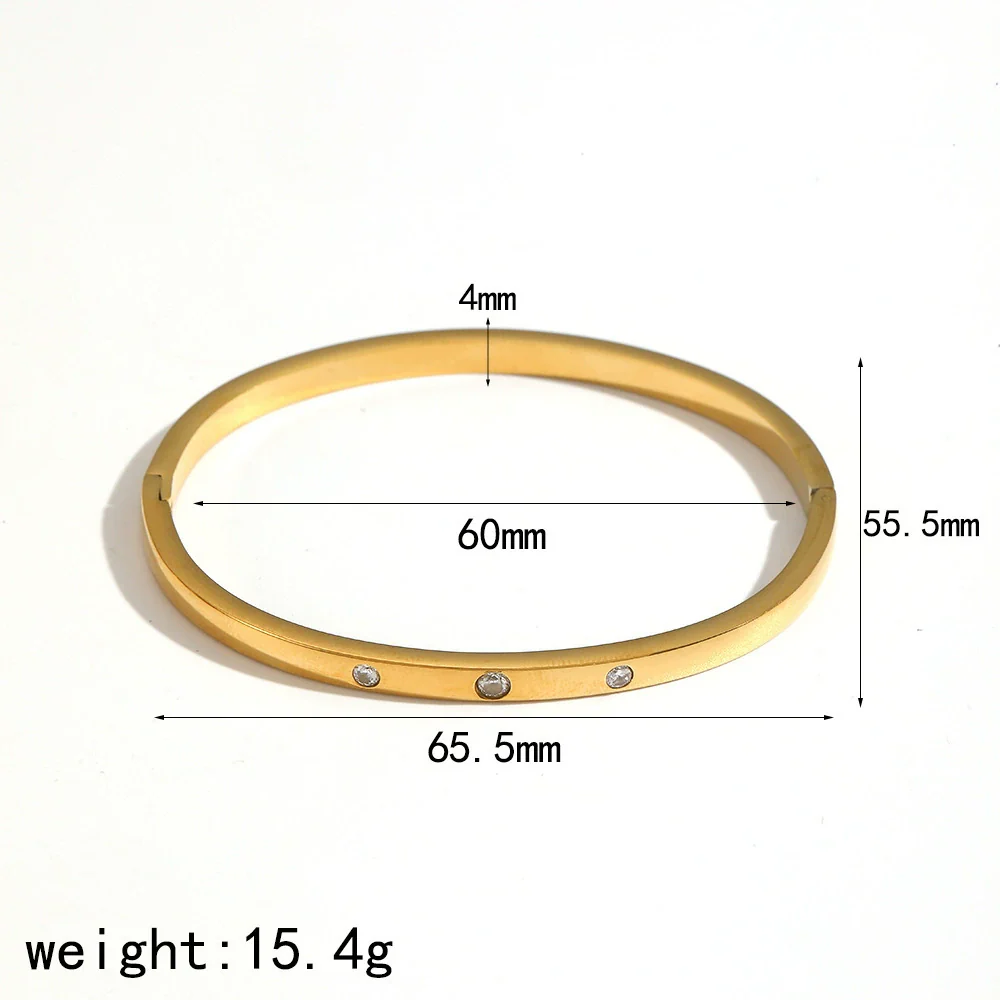 Wholesale Highend Geometric Diamondencrusted 18K Goldplated Stainless Steel Bracelet - Image 8
