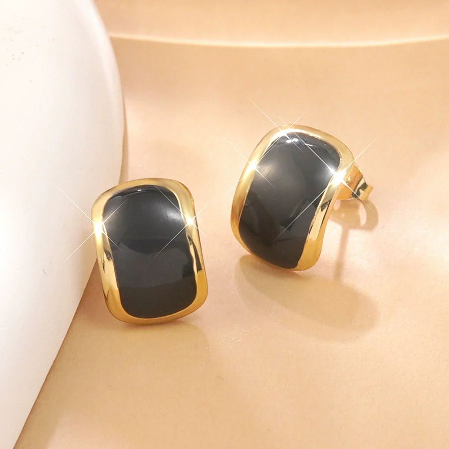 Wholesale Highend Geometric Stainless Steel Dripping Oil Earrings For Women - Image 6