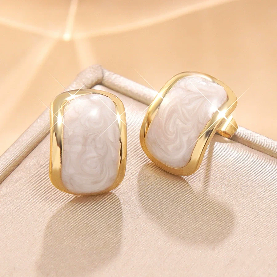 Wholesale Highend Geometric Stainless Steel Dripping Oil Earrings For Women - Image 8
