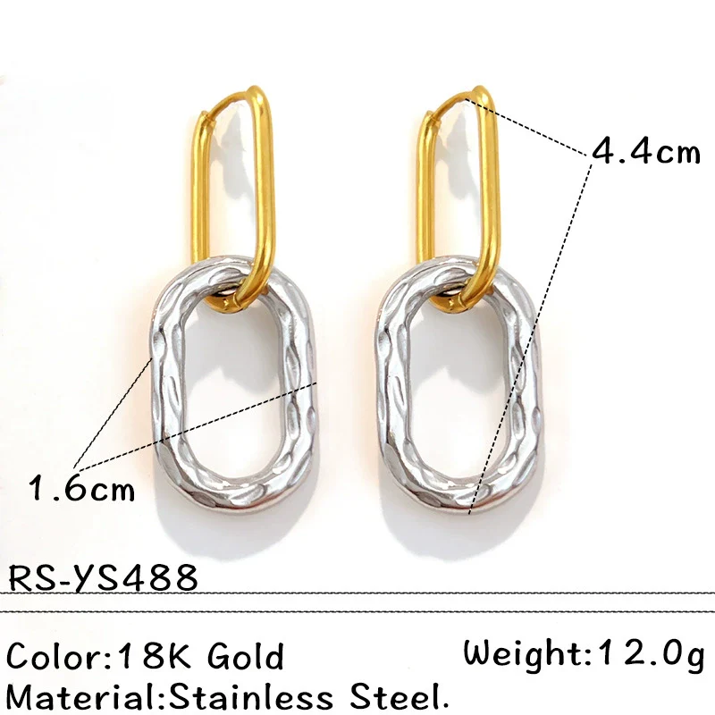 Wholesale Highend Geometric Stainless Steel Ushaped Twocolor Design Fashion Earrings For Women - Image 4