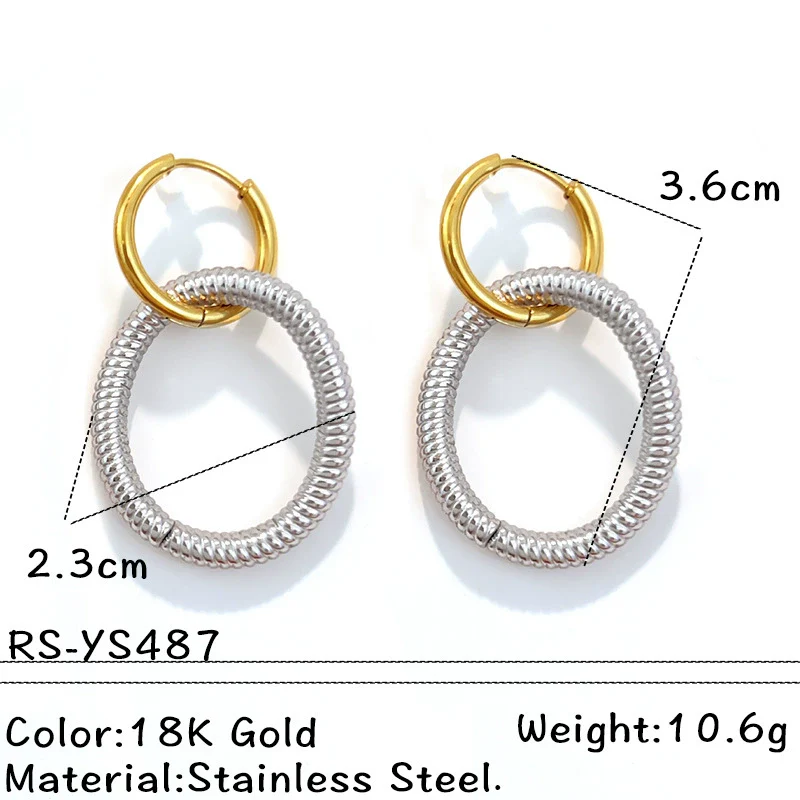 Wholesale Highend Geometric Stainless Steel Ushaped Twocolor Design Fashion Earrings For Women - Image 6