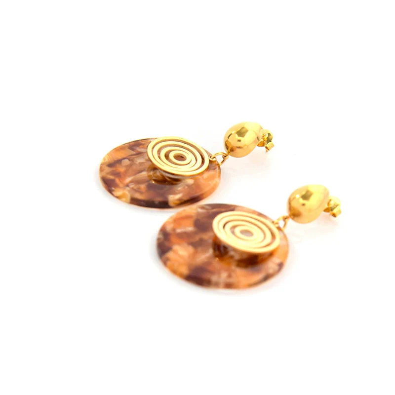 Wholesale Highgrade Women's Stainless Steel Goldplated Geometric Round Earrings For Autumn And Winter - Image 5