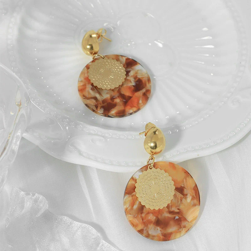 Wholesale Highgrade Women's Stainless Steel Goldplated Geometric Round Earrings For Autumn And Winter - Image 8