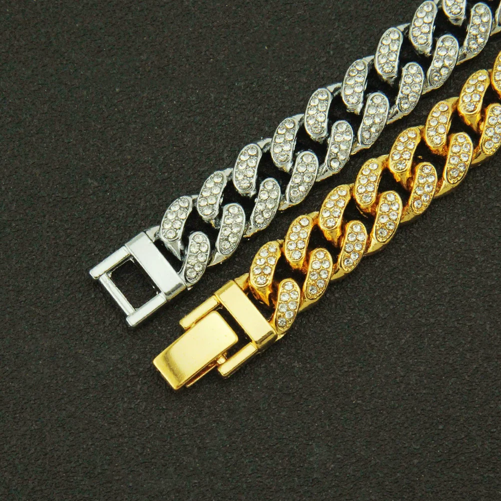 Wholesale Hip Hop Alloy Cuban Chain Necklace With Diamond Inlay For Men Geometric Style - Image 4