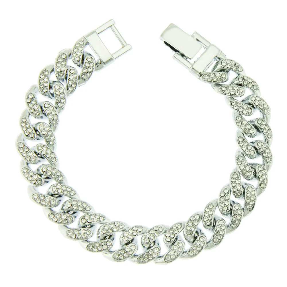 Wholesale Hip Hop Alloy Cuban Chain Necklace With Diamond Inlay For Men Geometric Style - Image 5