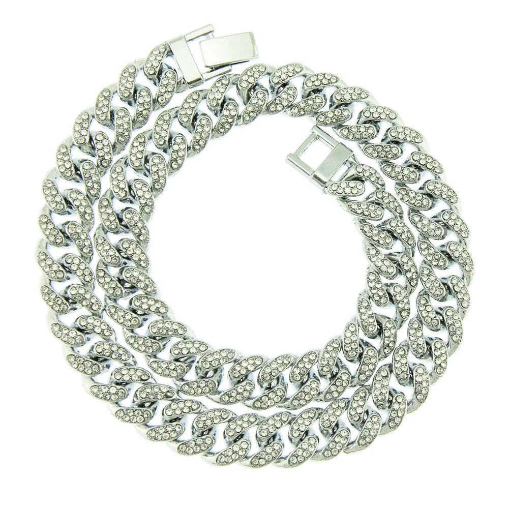 Wholesale Hip Hop Alloy Cuban Chain Necklace With Diamond Inlay For Men Geometric Style - Image 7